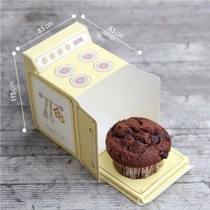 10 Stks/partij Vintage Oven Gedrukt Geschenkdoos Cupcake Muffin Box Party Favor Box