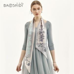 [Baoshidi] Lente Mode Dubbele Gezicht Skinny, 100% Zijde Satijn Lint, Elegante Halsdoek, dame Haar Accessoire Sjaal Vrouwen