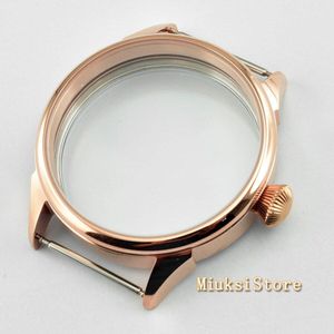 Corgeut 42mm speciale krasbestendig mineraal glas Roestvrij staal Rose Gouden horloge Case Fit 6497/6498, zeemeeuw ST36 beweging