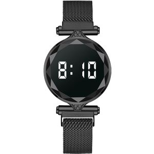 Luxe Digitale Magneet Horloges Voor Vrouwen Rose Goud Roestvrij Staal Jurk Led Quartz Horloge Vrouwelijke Klok Relogio Feminino