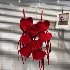 PREPOMP 2022 Spring Lace Up Red Velvet Vest Women GE156