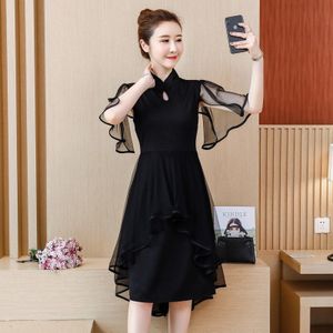 Chinese Jurk Kant Chinese Vrouwelijke Jurk Vintage Korte Cheongsam Lady Bloemen Qipao Chinese Traditionele Kleding Qipao Jurk