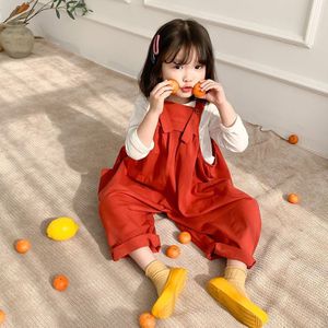 Lente Zomer Peuter Kids Baby Meisje Overalls Broek Jongens Brace Jumpsuit Losse Cargo Broek Grote Zak Casual Broek Jarretel