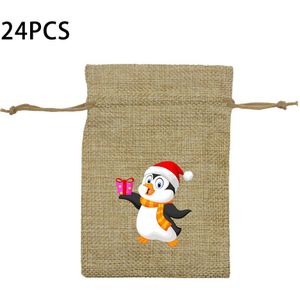 24Pcs Linnen Koord Kerst Bag Party Candy Tassen Cookie Wikkelen Pouch Kinderen Bag