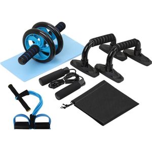 5 Pcs Home Gym Fitness Set Abdominale Roller Wheel 8 Vorm Resistance Band Jump Rope Push Up Bars Pack Kit fitness Gym Apparatuur