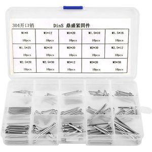 1 Set 150 Stks 15 Soorten 304 Rvs Split-Splitpennen Kit M1-M3 Roest Proof Bevestiging Pins Assortiment Kits Hoge Hardheid