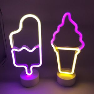 Led Neon Licht Kinderen Slaapkamer Decoratie Creatieve Tafellamp Ijs Vorm Night Verlichting Noodverlichting