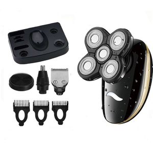5 In 1 Usb Mannen Baard Scheerapparaat Vijf Scheerhoofden Tondeuse Neus Oorhaar Trimmer Baard Clipper Wasbare Elektrische scheren Scheermes