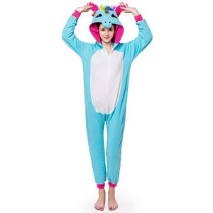 Polar Fleece Volwassen Unisex Kigurumi Pyjama Animal Cosplay Kostuum Gouden Hoorn Blauw Tianma Eenhoorn Jumpsuit Nachtkleding
