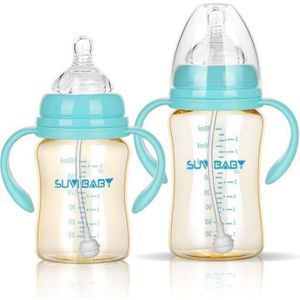 240Ml/320Ml Zuigfles Pasgeboren Breedte Mond Siliconen Cover Stro Drinken Melk Fles Baby Verpleging Product met Handvat