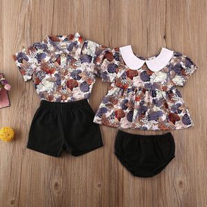 2 Stuks Zus Broer Familie Bijpassende Outfits Leuke Bloemen Kinderen Baby Jongens Meisjes T-shirt + Shorts Kids Kleding set