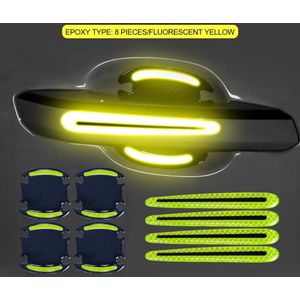 8 Stuks Auto-accessoires Deurklink Sticker Sticker Waarschuwing Reflecterende Tape Auto Reflecterende Strips Rijden Veiligheid Mark Styling