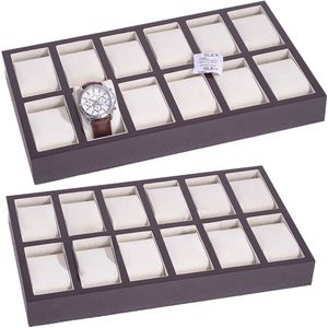 Natuurlijke Hout 12 Grid Horloge Collectie Box Bangle Lade Geschenkdoos Show Display Oorbellen Broches Manchetknopen Case
