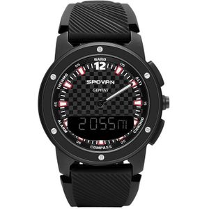Gemini Smart Horloge Dubbele Display Sporthorloge Hoogtemeter Barometer Kompas Waterdicht Weersverwachting Led