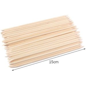500 Stks/pak Houten Cuticle Pusher Remover Oranje Stok Sticker Picker Dual End Hout Manicure Dode Huid Verwijderen Nail Care Tools