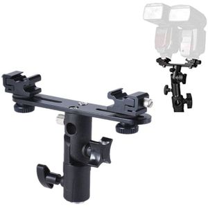 Dubbele Flitsschoen Flash Umbrella Holder Light Stand Speedlight Bracket Mount Voor Foto Video Fotografie Dslr Camera Accessoires