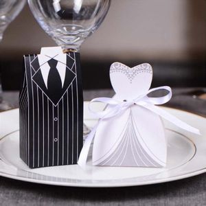 (100 stuks/partij) Bruid En Bruidegom Candy Box Engagement Party Gast Cadeaus Bonbonniere Souvenir Levert Chocolade Doos B027