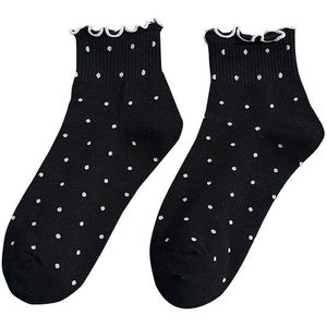 Vrouwen Sokken Rood Hart Prints Polka Dot Sokken Gestreept Wit Zwart Leuke Ruche Korte Sokken Katoen Ongedwongen Sok Dames Sox voor Meisjes
