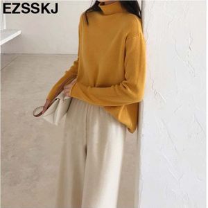 Half Hoge Kraag Chic Koreaanse Losse Luie Herfst Winter Trui Zachte Dieptepunt Trui Truien Vrouwen Vrouwelijke Winter Basic Jumper