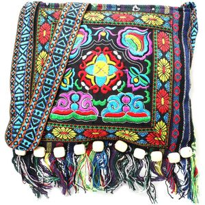 Borduren Vintage Boho Tote Messenger Nationale Stijl Etnische Schoudertas Kwastje Tote Messenger Bag Hippie Crossbody