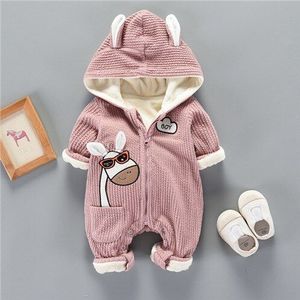 Pasgeboren Baby Romper Overalls Winter Dier Peuter Plus Fluwelen Warme Bovenkleding Jas Voor Jongens Meisjes 0-1 Jaar bodysuit