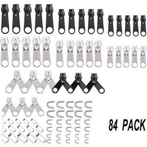 84pcs Metalen Rits Hoofd Accessoires Tool Universele Rits Reparatie Vervanging Kit voor Repareren rugzakken zakken kleding tenten