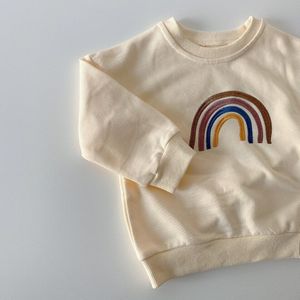Koreaanse Stijl Herfst Peuters Kids Regenboog Borduren Sweatshirts Casual Baby Jongens Meisjes Lange Mouwen Tops