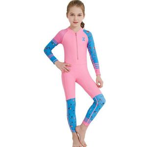 Badpak Kids Dive Skin Volledige Wetsuit Voor Meisjes Jongens Meisjes Een Stuk Lange Mouwen Surfen Pak Zon Uv-bescherming UPF50 + Bad Pak