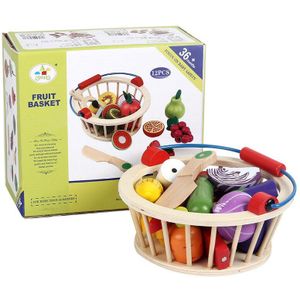 Simulatie Groente Fruit Snijden Set Magnetische Houten Speelgoed Voor Kinderen Houten Dienblad/Mand Voedsel Keuken Speelgoed Educatief Kids