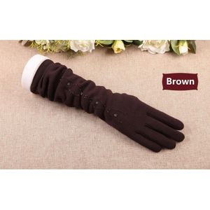 Handschoenen Winter Touchscreen Herfst Vrouwen Suede Lange Handschoenen 48Cm Lange Diner Jurk Handschoenen Zwart Warm Rijden Handschoenen