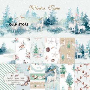 Winter tijd Scrapbooking papier pack van 24 sheets handgemaakte ambachtelijke papier ambachtelijke Achtergrond pad A1