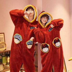 Tonngirls Winter Pyjama Vrouw Onesie Volwassen Chineses Stijl Nachtkleding Onepiece Kigurumi Pyjama Vrouwelijke Hoodies Nachtkleding Flanel