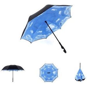Winddicht Reverse Vouwen Dubbellaags Omgekeerde Chuva Paraplu Zelf Stand Binnenstebuiten Regen Bescherming C-Haak Handen Voor Auto