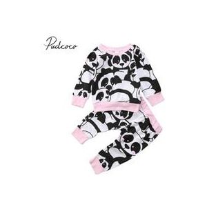 Gloednieuwe Pasgeboren Peuter Baby Kids Baby Meisjes Panda Sweatshirt Tops Broek 2 stks Outfits Trainingspak Set Lente Fall kleding