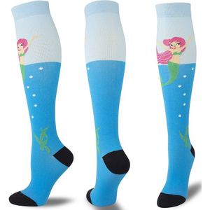 Cartoon Compressie Sokken Mannen Vrouwen Cactus Vlinder Mermaid Shark Happy Grappig Spatader Verpleging Compressie Sokken