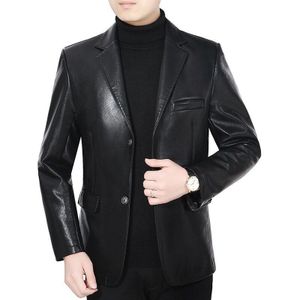 Herfst Winter mannen Lederen Jas Casual PU Blazer Jas Mannelijke Enkele Breasted Slim Fit Heren Lederen Jassen gothic