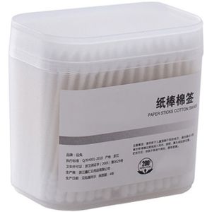 200 stks/doos Draagbare Dubbele Hoofd Wattenstaafje Met Matte Box Make-Up Tool Wit Zwart