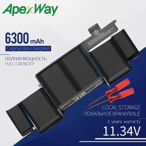 Apexway 11.34V 6300Mah Laptop Batterij Voor Apple Macbook Pro Retina13-INCH A1502 Jaar) a1493 Schroevendraaier Batterij