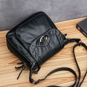 Mode Voor Luxe Handtassen Vrouwen Tassen Vintage Crossbody Pu Leather Black Soft Gewassen Messenger Flap Bag