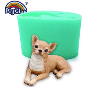 3D Hond Vorm Silicone Klei Mallen Big Size Chihuahua Pommeren Shih Tzu Gips Dier Kaars Mould Voor Cake Topper Bakken gereedschap