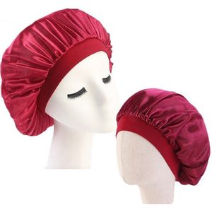 Silky Hair Care Cap Ouder-kind Elastische Polyester Brede Rand Night Slaap Hoeden Dome Familie Voor Dames Satijn motorkap