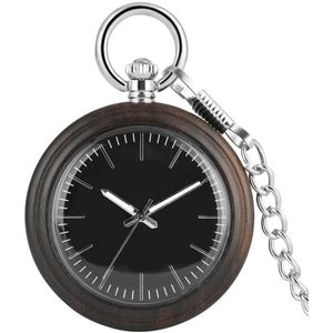 Witte Arabische Cijfers Analoge Weergave Quartz Retro Horloge Natuurlijke Houten Hanger Sieraden Pocket Klok Mannelijke