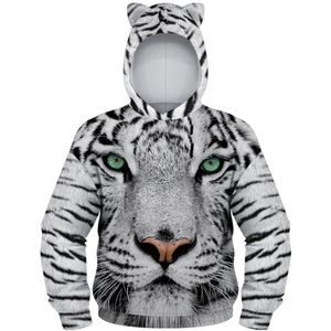 Herfst Winter kinderen Hoodies Tiger 3D Print Kids Sweatshirts Junior Kind Tops Losse Trui 5-12y Jongen &amp; Meisje Hooded truien