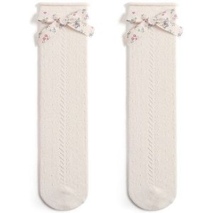 Katoenen Baby Mesh Kniekousen Peuter Bloemen Strik Prinses Lange Sokken Voor Meisjes Boog Kousen Kids Hollow Out Sokken 0-8Y