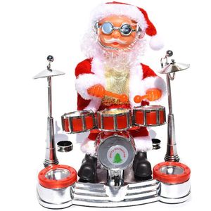 1Pcs Elektrische Drummen Kerstman Muzikale Kerstman Toy Spelen Muzikale Drum Speelgoed Voor Kinderen Jaar Xmas