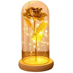 Romantische Eeuwige Rose Bloem Glas Cover Led Batterij Lamp Verjaardag Valentijnsdag Wedding Moeder Woondecoratie