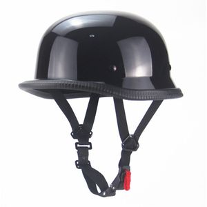 1X M/L/Xl Vintage Motorfiets Cruiser Helm Half Gezicht Duitse Helm Motorhelm Heldere Zwarte Auto-styling Dot