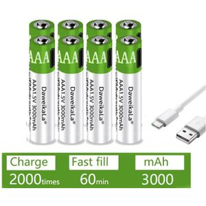 CITYORK Lot de 8 piles rechargeables USB-C AAA au lithium 1,5 V 1200
