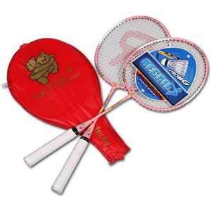 Regail 2 Stuks Duurzaam Ferroalloy Cartoon Kinderen Badminton Racket Speciale Training
