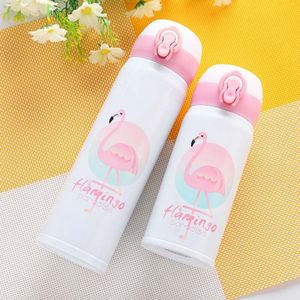 500Ml Flamingo Patroon Thermocup Stuiterende Cover Fles Thermoskan Thermische Mok Thermos Beker Roestvrij Staal
